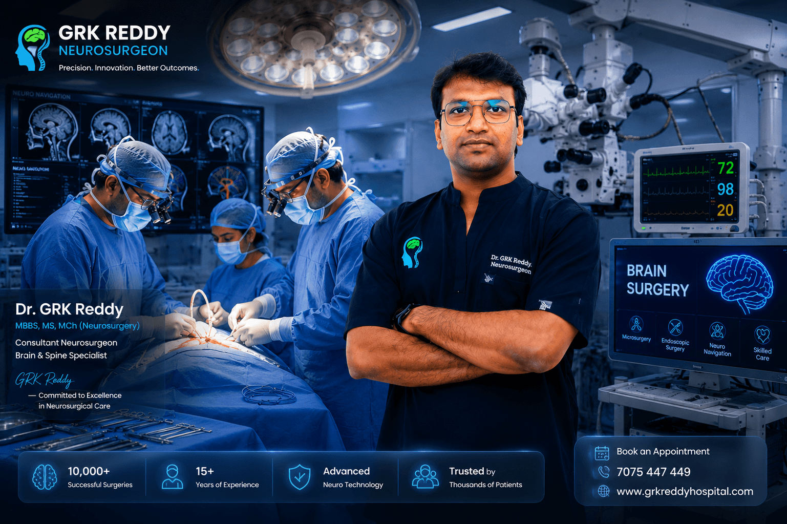 Dr. GRK Reddy, Consultant Brain & Spine Surgeon at Suraksha Hospital, Khammam